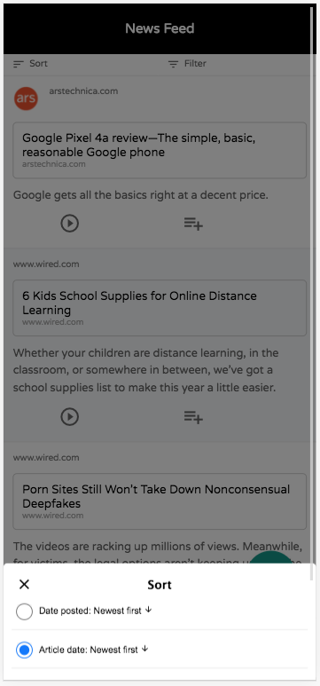 The sort dialog