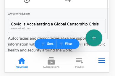 Floating sort and filter buttons